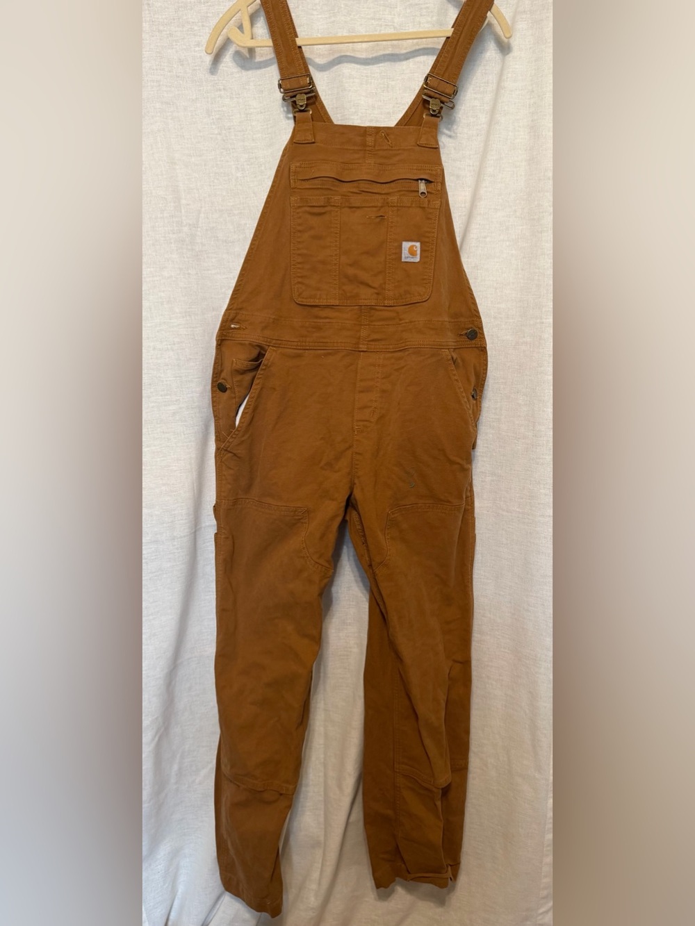 Carhartt women’s Relaxed Fit Brown Cotton Rugged Overalls - size M